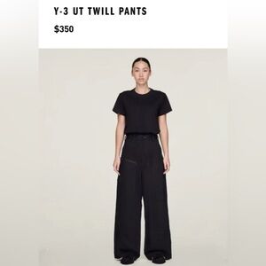 Adidas Y-3 UT Twill Women’s Straight Pants in Black Size M